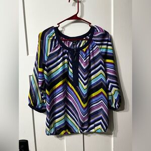 Banana Republic Multicolor Chevron 3/4 sleeve elastic waist Blouse